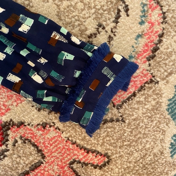 Poupette St Barth / Ola mini Dress Blue fringe geometric pattern small s - Picture 5 of 10